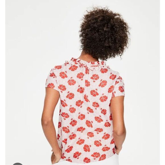 Boden Amanda Floral Silk Blend Short Sleeve Blouse Top Pink Red 8 - Picture 2 of 11
